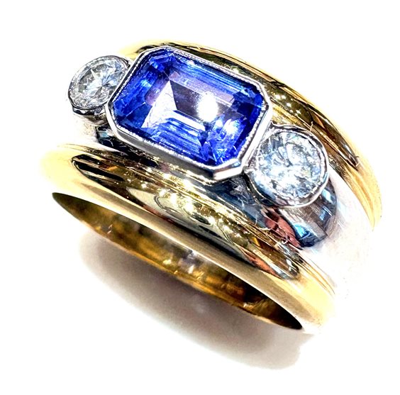 Anneau Sommer Femme Anni '80 in Or jaune Tanzanite 1.22 Ct TAN CT 1.22 DIA CT 0.40 VVS/G - TAN CT 1.22 DIA CT 0.40 VVS/G